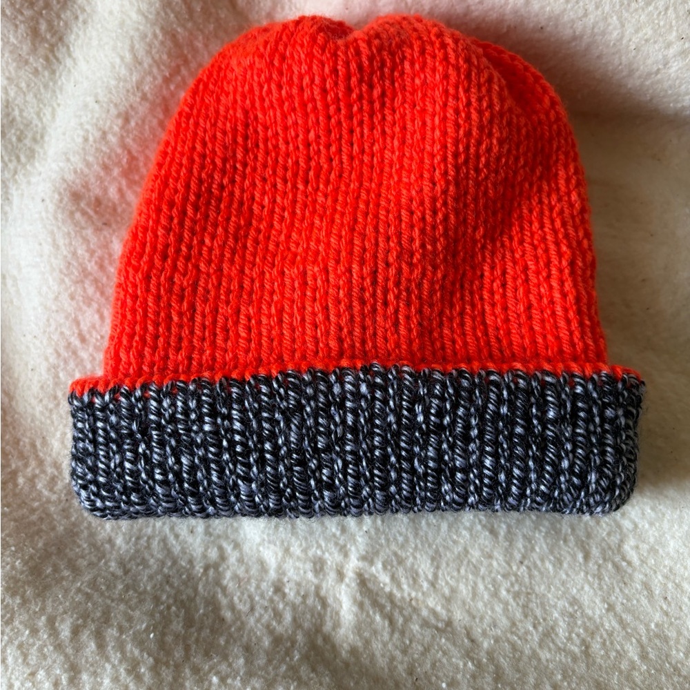 Bright Orange and Black Kids Beanie